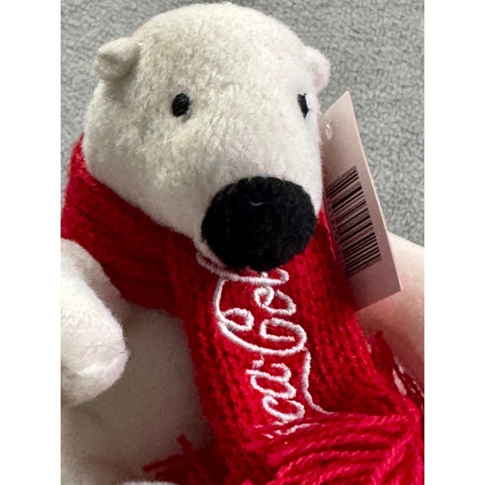 Coca-Cola‎ Polar Bear Plush 4 Inch White Bear Red Scarf Collectible Toy NWT